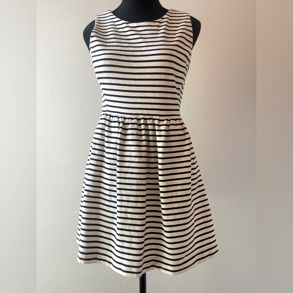 J.Crew Petite Black and White Striped Dress